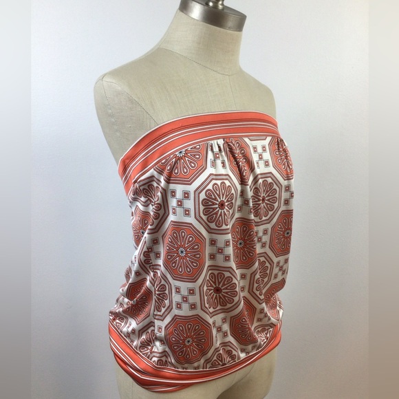 Trina Turk Coral and Cream Geometric Print Top, sz LG - Picture 4 of 12